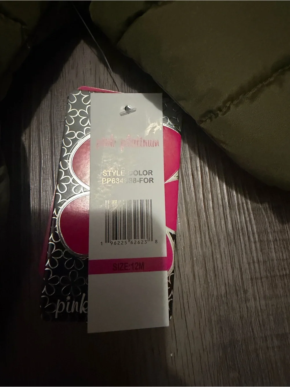 Pink Platinum Olive Hooded Puffer Coat- 12 month- nwt